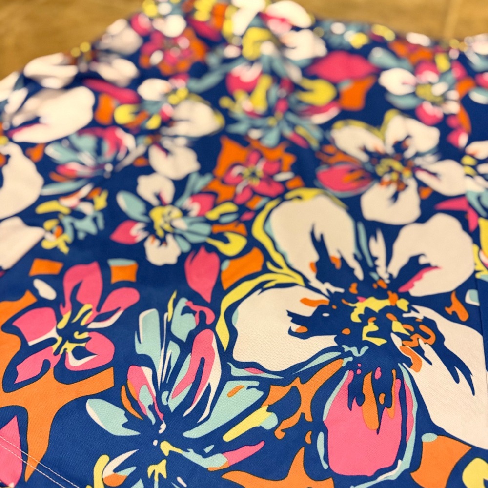 Monterey Club Floral Golf Skort Blue Pink Tropical Print‎ Side Zip XL 2911-010 - Picture 10 of 12